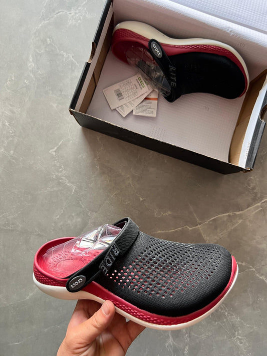 360 Crocs Literide Clogs (Black/Red)