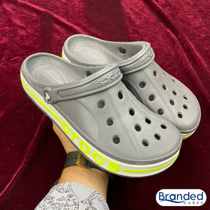 Crocs Bayaband Clogs (Dark Grey/Neon Green)