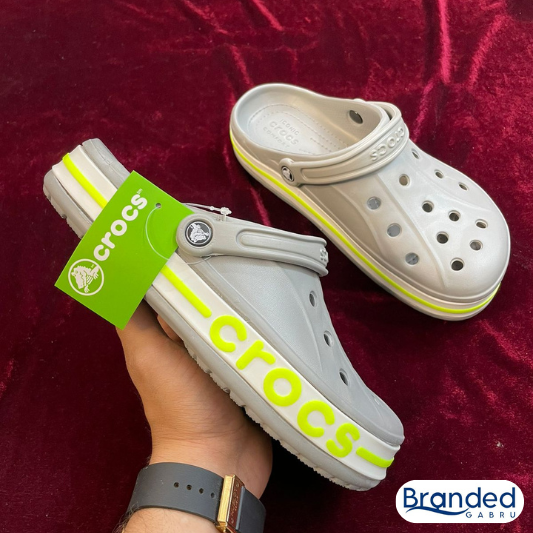Crocs Bayaband Clogs (Dark Grey/Neon Green)