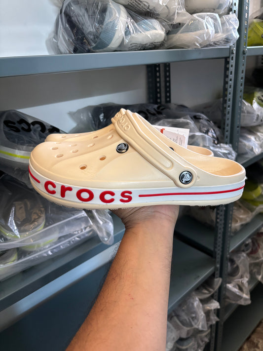 Crocs Bayaband Clogs (Beige/Red)