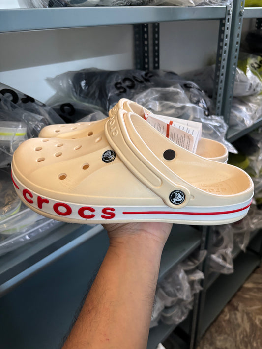 Crocs Bayaband Clogs (Beige/Red)