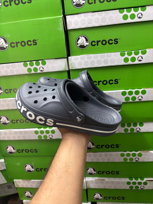 Crocs Bayaband Clogs (Dark Grey/White)