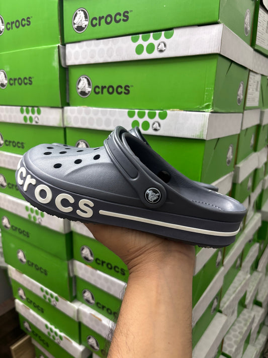 Crocs Bayaband Clogs (Dark Grey/White)