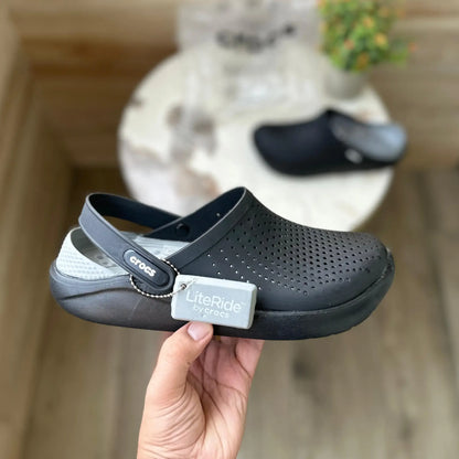 Crocs LiteRide Clogs (Black/Grey)